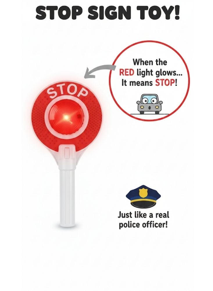 Premium Kids Traffic Signal Paddle Toy with LED Stop and Go Lights for Role Play - Image 2